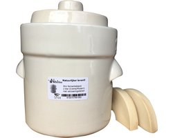 Mini fermentatiepot 2 liter (Creme/Modern) met verzwaringsstenen - Kimchipot
