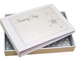 Mini Fotoalbum Kaarten Wit Katoen voor 32 Foto's 10x15 cm met Zilveren Ster