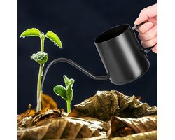 Mini-gieter voor kamerplanten - zwart - roestvrij staal - 250 ml
