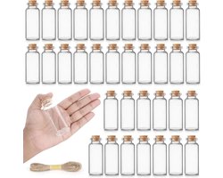 Mini Glazen Potjes met Kurken Doppen - Herbruikbare Decoratieflesjes voor Creatieve Projecten - 30 ml (36 Stuks)