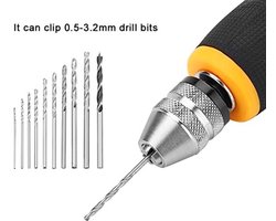 Mini Handboor, Set van 10 Kleine Handboor Spiraalboren Micro Mini Draagbare Gereedschapsset 0,8-3,0 Mm voor Modelsieraden Walnoot Amber Bijenwas Olijfmoer