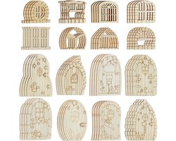 Mini Huis Deurtjes - Ambachtelijke Accessoires - Knutselen Thuis - Onbehandeld Hout - 128 Stuks - Naturel