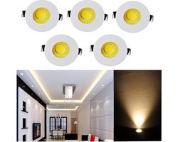 Mini - inbouwspots - 5 stuks - wit - minispot - inbouwlampen - led - aluminium - 3 W - warm wit - met transformator - recesed downlight