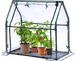 Mini Kas - Broeikas - 91 x 46 x 84 cm - Plantentent voor Binnen & Buiten - Transparant PVC - Kweekkas met Deur en Ritssluiting - Inclusief Waterdichte Pad - Mobiele Kweekkas - Bescherming tegen Vorst & Regen - Balkon & Tuin - Kweekbak