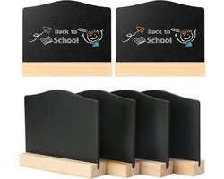 Mini Krijtborden - 6 Stuks - Mini Tafel Krijtborden - Mini Billboard - Mini-Krijtbordjes- krijtbord voedsellabels - Dubbelzijdige Tafeltop Schoolborden met Verwijderbare houten Stands - voor buffet, bruiloft, bakkerij, feest, restaurant, bar