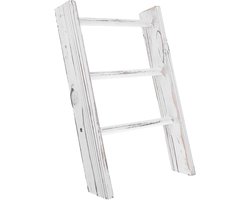 Mini Ladder Decor - Handdoek Houder - Badkamer Decoratie - Ruimtebesparend Ontwerp - 41x28x5.5cm - Wit
