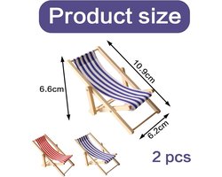 Mini-ligstoel decoratie - set van 2 - rood - hout