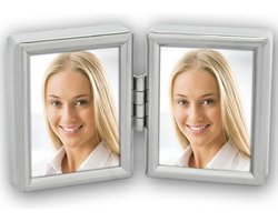 Mini Metaal Verzilverd Fotolijstje 2-Luik 3,5x4,5cm 8735DL