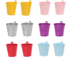 Mini Metalen Emmer - Bloempotten Decoratie - Decoratie Opslag - Duurzaam Ijzer Materiaal - 12 Stuks - Multicolor