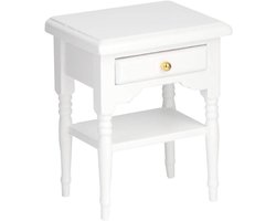 Mini Meubel Nachtkastje voor Poppenhuisdecoratie - Wit - Schaal 1:12 - Slaapkamer Accessoire - Kleine Afmetingen - Houten Meubelstuk