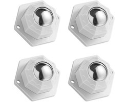 Mini Meubelwielen - 4 Stuks - Meubelroller - 360° Draaibare Universele Zwenkwielen - ABS+Staal - Zelfklevend - Ideaal voor Kleine Meubels en Apparaten - 3.8*3.8*2.3cm - Wit