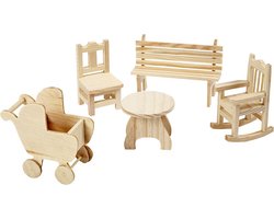 Mini Meubilair, h: 5,8-10,5 cm, 5x10 stuks, triplex