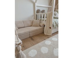 Mini Modulaire bank - Speelsofa- Rib velvet - Beige Comfort (inclusief 2 bolsters en 2 kussens)