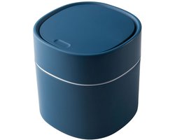 Mini multifunctionele prullenbak voor op het bureau, huishoudelijk accessoire met deksel, Scandinavische stijl, woonkamer/kantoor (blauw)