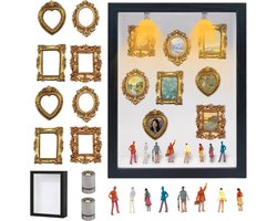 Mini Museum Silhouette Box - Fotolijst Presentatiekist - Herinneringen Presenteren - DIY met 8 Goudkleurige Lijstjes