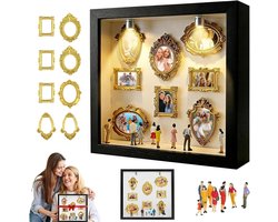 Mini Museum Silhouette Box met LED Verlichting, Creatieve Mini Fotolijsten en Figuren voor Herinneringen, Perfect voor Valentijnsdag en Jubilea