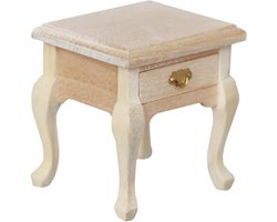 Mini Nachtkastje - Houten Meubel - Miniatuur Decoratie - Realistisch Ontwerp - 5.2 cm - Beige