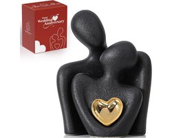 Mini Paar Standbeeld TV-Stand Decor voor Woonkamer en Slaapkamer, Abstract Sculptuur Knick-Knacks Home Decor Koppels van Liefde - Romantic Valentine's Day Gifts,12 cm / zwart