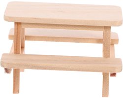 Mini Picknicktafel - Poppenhuis Meubel - Poppenhuis Decoratie - Gedetailleerd Realistisch - 8 x 8 x 5 cm - Khaki