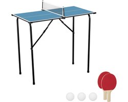 Mini pingpongtafel - 76x88x48 cm - met accessoires - inklapbaar - blauw