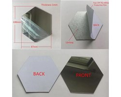 Mini plakspiegel zeshoek - 8 cm - Acrylspiegel - Met lijmlaag aan achterzijde