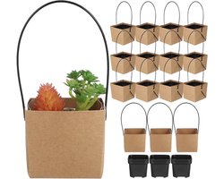Mini Plantenpotten - Vetplant Dozen - Decoratie & Cadeaus - Met Draagtas - Set van 12 - Multicolor