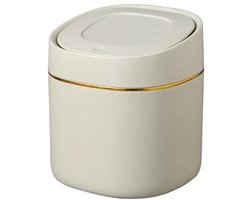 Mini plastic prullenbak met deksel, kleine prullenbak voor op het bureau, geschikt voor badkamers, kantoren of keukens, opklapbare prullenbak voor op het aanrecht, kaptafel of salontafel (groen).