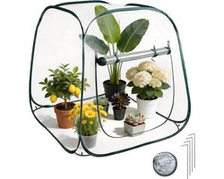 Mini pop-up tuinkas 100 x 100 x 97 cm, foliekas winterbestendig, kleine broeikas transparant van pvc met ritssluiting, ter bescherming van planten en bloemen