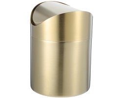 Mini Prullenbak - Bureau Roestvrijstalen Afvalbak - met Schuddeksel Compacte Tafelafvalcontainer - voor Badkamer Slaapkamer Kantoor - 1 stuk(goud)