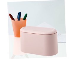 Mini Prullenbak met Deksel – Compacte Afvalbak voor Bureau of Thuis – Roze – Praktisch & Leuk Cadeau