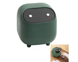 Mini-prullenbak met deksel - Leuke prullenbak voor op het bureau - Kleine prullenbak - Heeft pootjes aan de onderkant - Gemakkelijk te gebruiken - Perfect voor op het badkamermeubel, bureau, kantoor of salontafel - Groen
