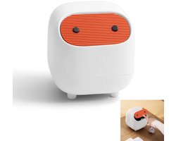 Mini-prullenbak met deksel - Leuke prullenbak voor op het bureau - Kleine prullenbak - Heeft pootjes aan de onderkant - Gemakkelijk te gebruiken - Perfect voor op het badkamermeubel, bureau, kantoor of salontafel - Wit