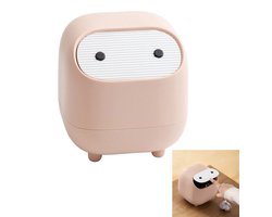 Mini-prullenbak met deksel - Leuke prullenbak voor op het bureau - Kleine prullenbak - Heeft pootjes aan de onderkant - Gemakkelijk te gebruiken - Perfect voor op het badkamermeubel, bureau, kantoor of salontafel - Roze