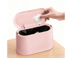 Mini Prullenbak - Prullenbakje met Sensor - Aanrecht Afvalbakje - Desktop - Kantoor Prullenbakken- Tafelafvalemmer -11*13*22cm- Plastic vuilnisemmer - Badkamer Afvalbakje - Recycle Afvalbak - Auto prullenbak-roze