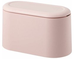 Mini prullenbakje - met klepdeksel - keuken aanrecht - tafel model - keukenblad - 2 liter - 22 x 13 cm - roze - kunststof