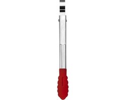 Mini serveertang (met silicone) - rood - 18 cm