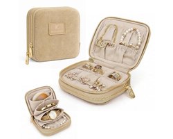 Mini Sieradendoos - Premium Sieradendoos Reisformaat Fluweel - Juwelendoos - Sieraden Organiser - Horlogebox - Sieradendozen - Sieraden Opbergers - Juwelendoos - Juwelendoosje voor Ring/Oorbellen/Ketting/Horloges - Khaki