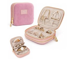 Mini Sieradendoos - Premium Sieradendoos Reisformaat Fluweel - Juwelendoos - Sieraden Organiser - Horlogebox - Sieradendozen - Sieraden Opbergers - Juwelendoos - Juwelendoosje voor Ring/Oorbellen/Ketting/Horloges - Paars