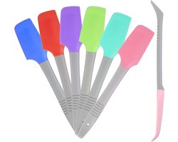 Mini siliconen spatel, 6 stuks gebogen kleine rubberen spatel voor pot, blik, kom, hittebestendige niet-stick flexibele voedselschraper, multifunctioneel keukengereedschap voor koken, bakken