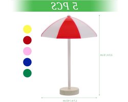 Mini Strandparasol, Decoratieve Hawaiian Parasol, Micro Landschap Strand Simulatie, Model Parasol, Decoratie, Set van 5 Stuks, Multicolor, 6X4.5CM, Kleurrijke Tuinaccessoires, Stranddecoratie en Miniatuurparken