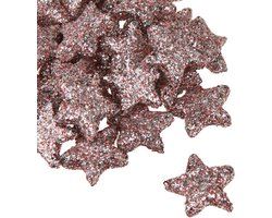 Mini strooidecoratie sterren decoratie mica roze 1,5cm 144 st