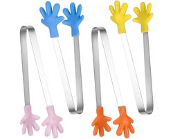 Mini Suikerlepels van RVS met Siliconen Handvatten - Kindvriendelijke Serveertangen voor Snoep, Buffet en Vingerfood, 13 cm, Perfect voor Feesten en Barbecues