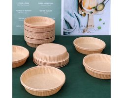 Mini-taartvormen voor bakken, wegwerpquiche-deegrollers, antiaanbaklaag, ongebleekt en duurzaam, magnetron- en ovenbestendig 50 9 cm mini-taartvormen, met papier bekleed, goud