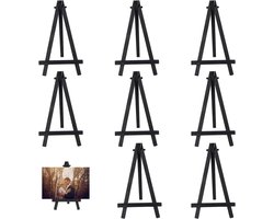 Mini tafel ezel - 8-delige set | Verstelbaar, lichtgewicht en stevig | Natuurlijke houtafwerking | Perfect voor schilderen, foto's en buitengebruik | Ideaal voor kunstlessen en hobbyisten