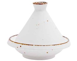 Mini Tajine - Tajine Schaal met Deksel - Serveerschaal voor Tapas & Fun Cooking - 180ml - 13.5 x 11.5 cm - Porselein - Wit