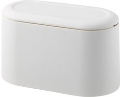 Mini Trash Can with Lid - 22*11*13cm Tiny Plastic Trash Bin, Pop Up Countertop Wastebasket, Counter Garbage Lint Bin for Bathroom,Office,Kitchen,Desk,Coffee Table(wit) - Recycle Afvalbak - Prullenbakken