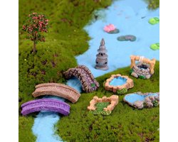 Mini Tuinaccessoires - Vijverbrug Decoratie - Potplanten Decoreren - Sprookjesachtig Ontwerp - 25x25x5 mm - Paars