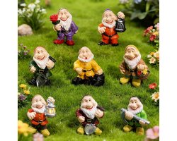 Mini Tuinbeeldjes van Kabouters - 8 Stuks Grappige Tuinaccessoires van Hars voor Buiten - Decoratie voor Tuin en Gazon