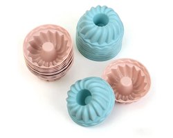 Mini Tulbandvormen - Siliconen Bakvormpjes - Set van 20 Stuks - Ø 6,5 cm - Herbruikbaar & Anti-aanbak - Roze & Groen