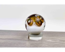 Mini Urn Kristallen Bol op sokkel Ozzaro bruin wit H10 cm